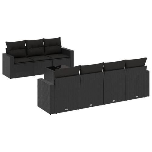 Sofasæt til haven 8 dele med hynder polyrattan sort