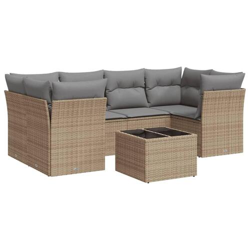 Sofasæt til haven 7 dele med hynder polyrattan beige