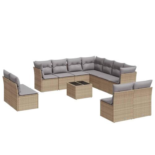 Sofasæt til haven 12 dele med hynder polyrattan beige