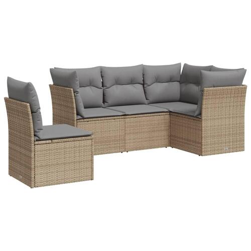 Sofasæt til haven 5 dele med hynder polyrattan beige