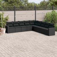 Sofasæt til haven 9 dele med hynder polyrattan sort