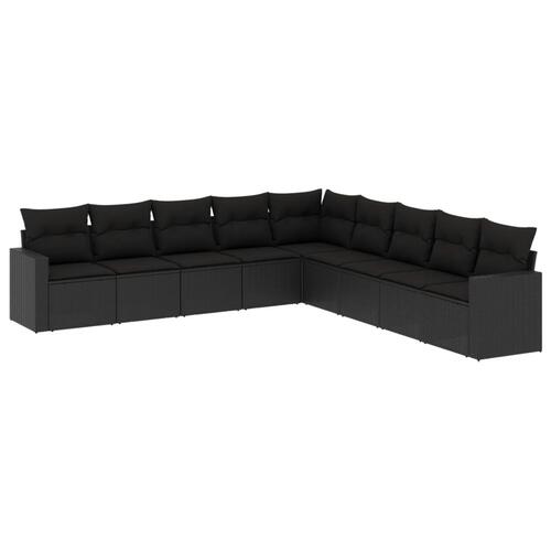 Sofasæt til haven 9 dele med hynder polyrattan sort