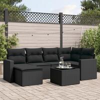 Sofasæt til haven 7 dele med hynder polyrattan sort