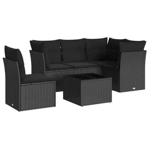 Sofasæt til haven 6 dele med hynder polyrattan sort