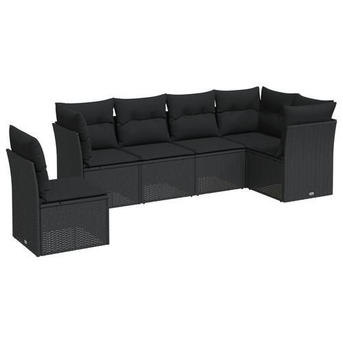 Sofasæt til haven 6 dele med hynder polyrattan sort