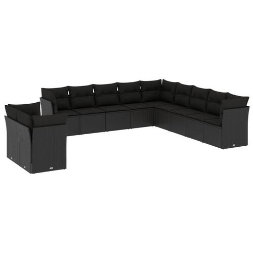 Sofasæt til haven 11 dele med hynder polyrattan sort