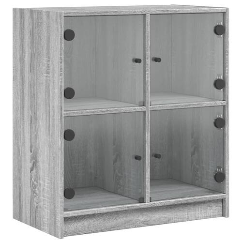 Skab med glaslåger 68x37x75,5 cm grå sonoma-eg