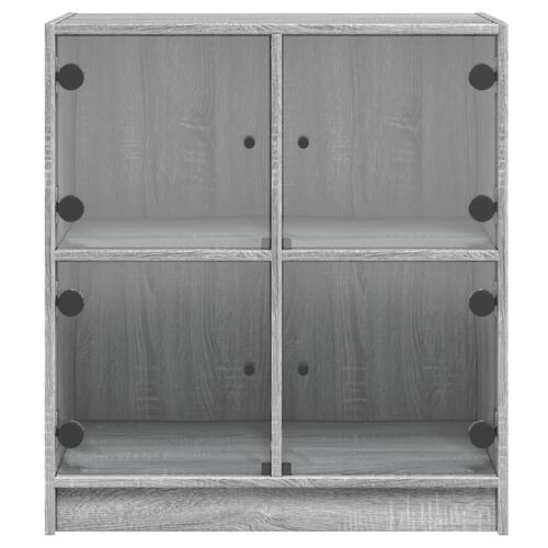Skab med glaslåger 68x37x75,5 cm grå sonoma-eg