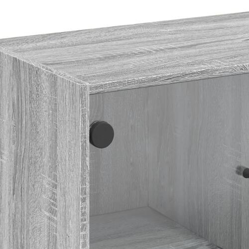 Skab med glaslåger 68x37x75,5 cm grå sonoma-eg