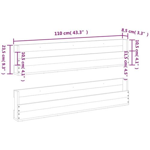 Skohylder til væg 2 stk. 110x8,5x23,5 cm massivt fyrretræ