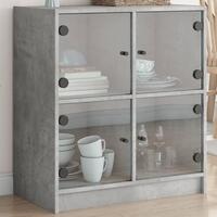 Skab med glaslåger 68x37x75,5 cm betongrå