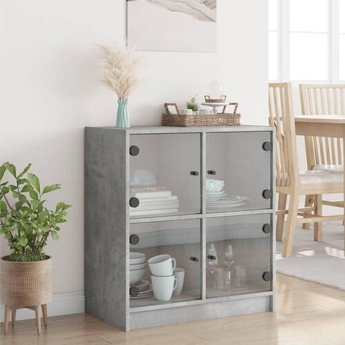 Skab med glaslåger 68x37x75,5 cm betongrå