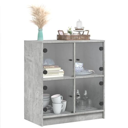 Skab med glaslåger 68x37x75,5 cm betongrå