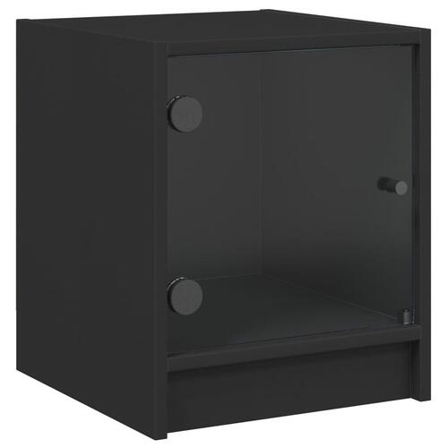 Sengebord med glaslåger 35x37x42 cm sort