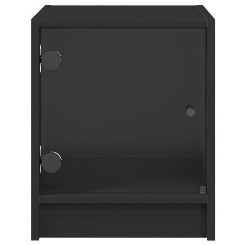 Sengebord med glaslåger 35x37x42 cm sort