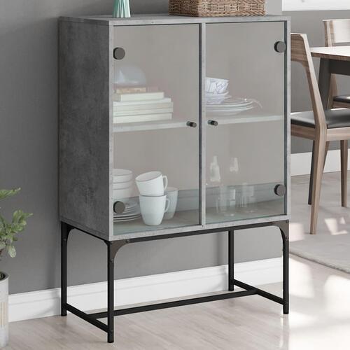 Skab med glaslåger 69x37x100 cm betongrå