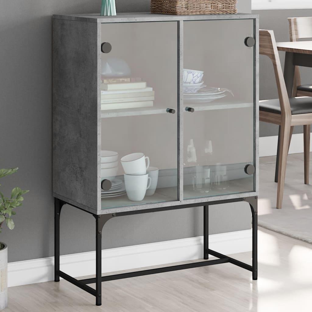 Skab med glaslåger 69x37x100 cm betongrå
