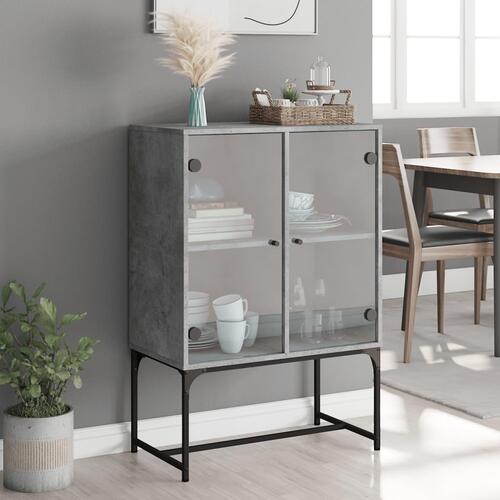 Skab med glaslåger 69x37x100 cm betongrå