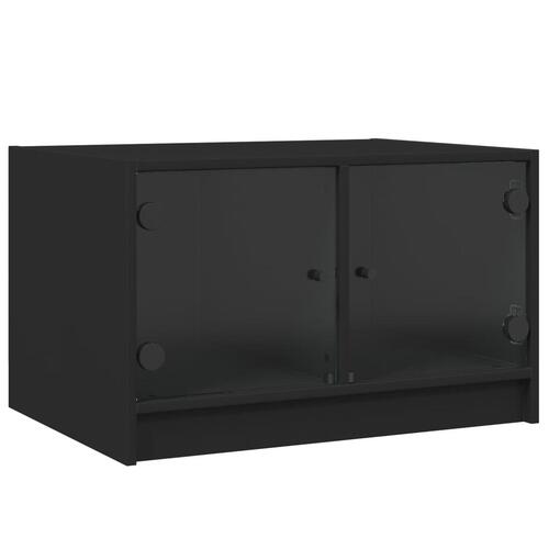 Sofabord med glaslåger 68x50x42 cm sort