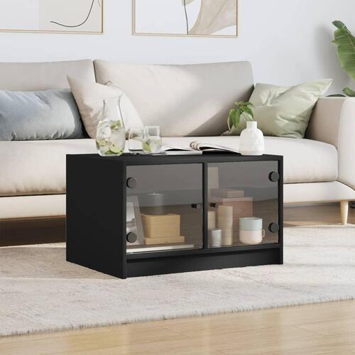 Sofabord med glaslåger 68x50x42 cm sort