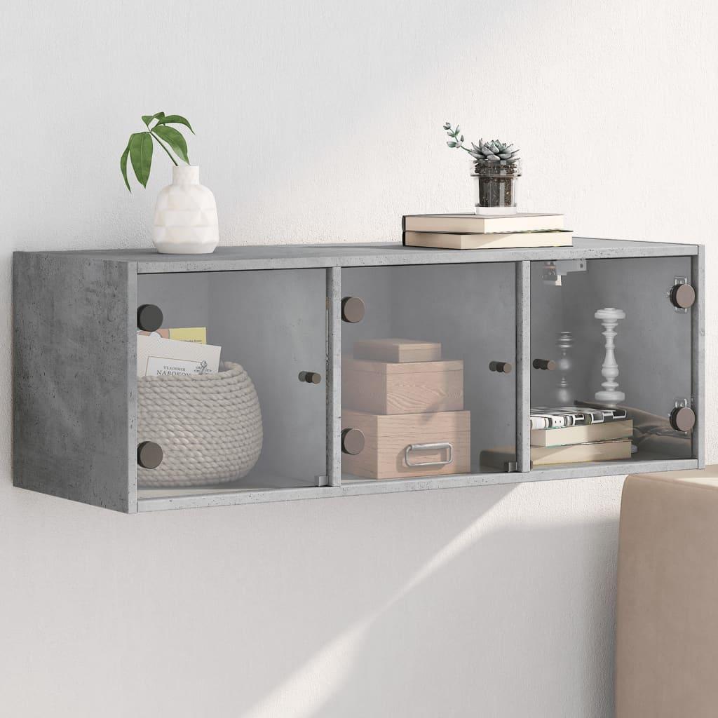 Skab med glaslåger 102x37x35 cm betongrå billede