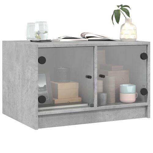Sofabord med glaslåger 68x50x42 cm betongrå