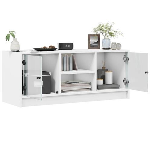 Tv-bord med glaslåger 102x37x42 cm hvid