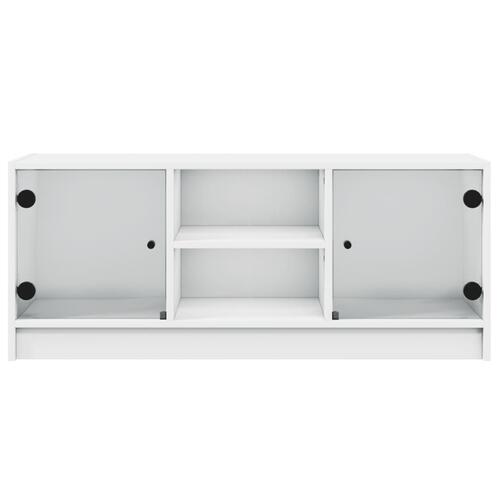 Tv-bord med glaslåger 102x37x42 cm hvid