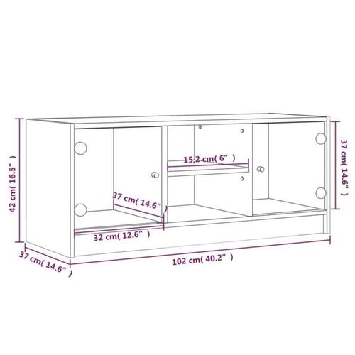 Tv-bord med glaslåger 102x37x42 cm hvid