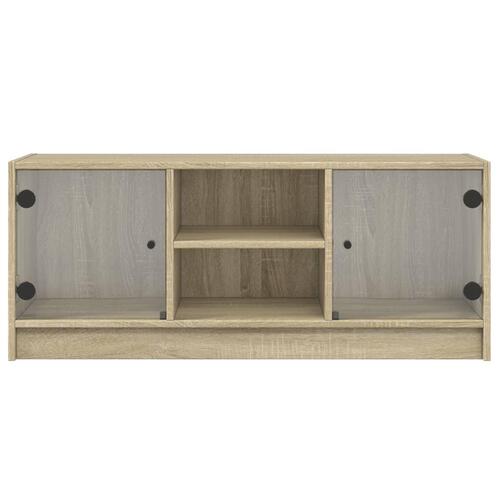 Skab med glaslåger 102x37x42 cm sonoma-eg