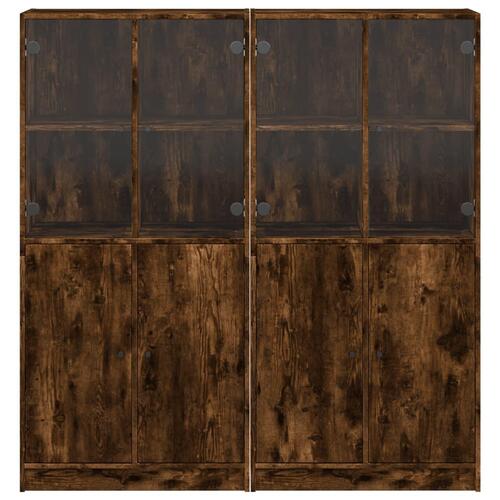 Bogreol med låger 136x37x142 cm konstrueret træ røget egetræ