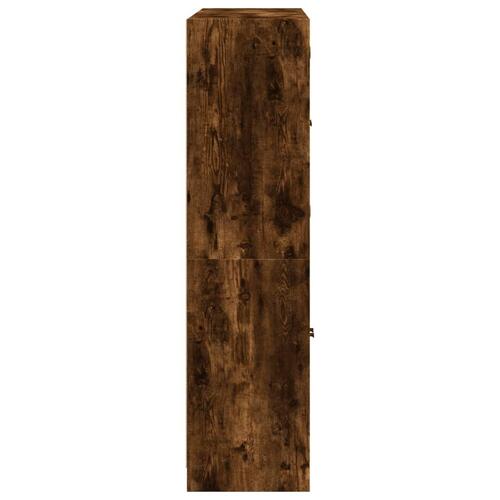 Bogreol med låger 136x37x142 cm konstrueret træ røget egetræ