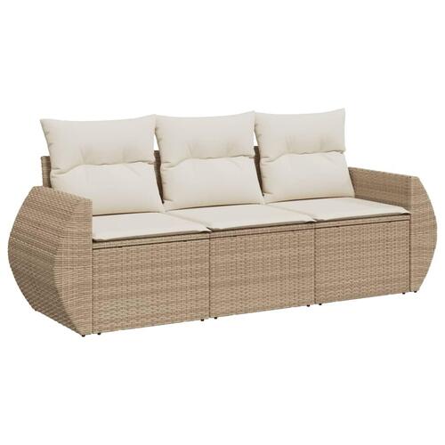 Sofasæt til haven 3 dele med hynder polyrattan beige