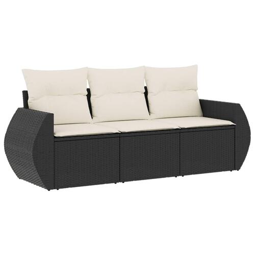 Sofasæt til haven 3 dele med hynder polyrattan sort