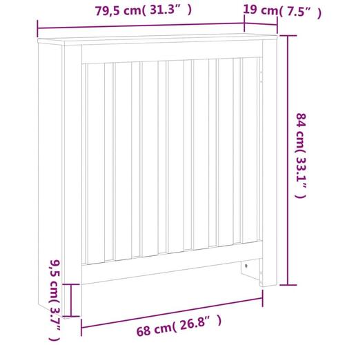 Radiatorskjuler 79,5x19x84 cm massivt fyrretræ gyldenbrun
