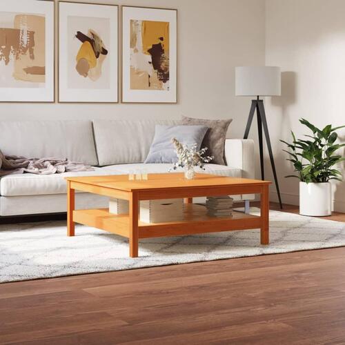 Sofabord 100x100x40 cm massivt fyrretræ gyldenbrun
