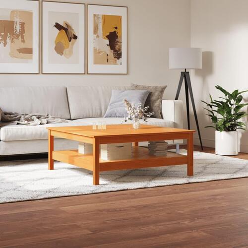 Sofabord 100x100x40 cm massivt fyrretræ gyldenbrun