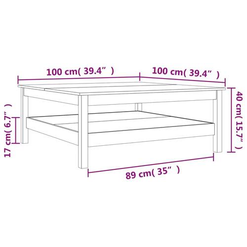 Sofabord 100x100x40 cm massivt fyrretræ gyldenbrun