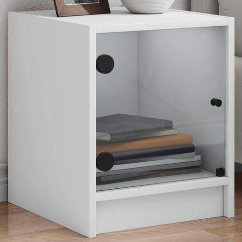 Sengeborde 2 stk. med glaslåger 35x37x42 cm hvid