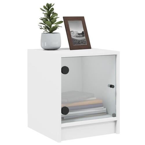 Sengeborde 2 stk. med glaslåger 35x37x42 cm hvid