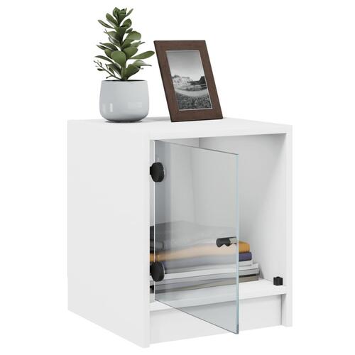 Sengeborde 2 stk. med glaslåger 35x37x42 cm hvid