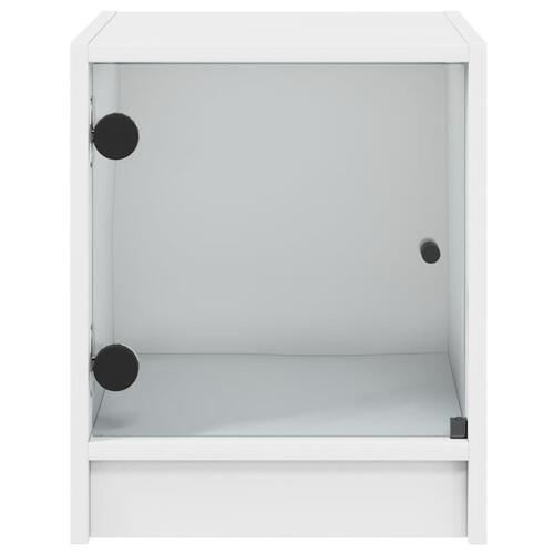 Sengeborde 2 stk. med glaslåger 35x37x42 cm hvid