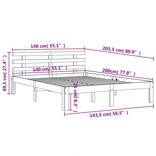 Sengeramme uden madras 140x200 cm massivt fyr gyldenbrun