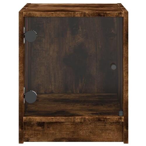 Sengeborde 2 stk. med glaslåger 35x37x42 cm røget egetræsfarve