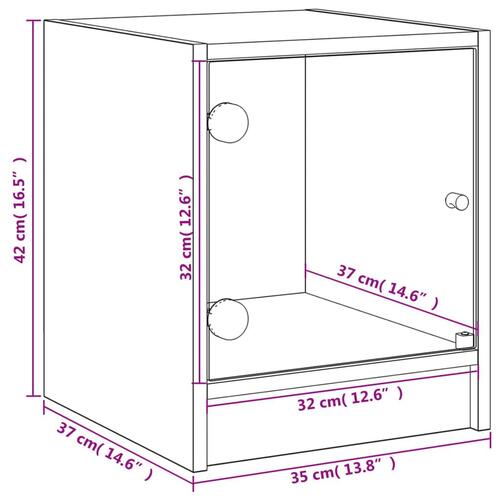 Sengeborde 2 stk. med glaslåger 35x37x42 cm røget egetræsfarve