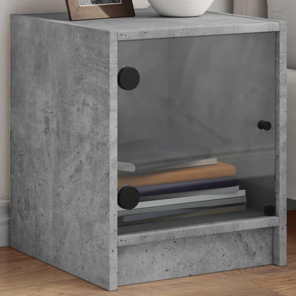 Sengeborde 2 stk. med glaslåger 35x37x42 cm betongrå