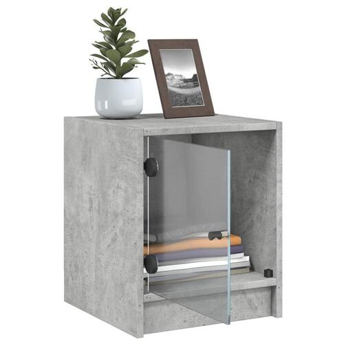 Sengeborde 2 stk. med glaslåger 35x37x42 cm betongrå