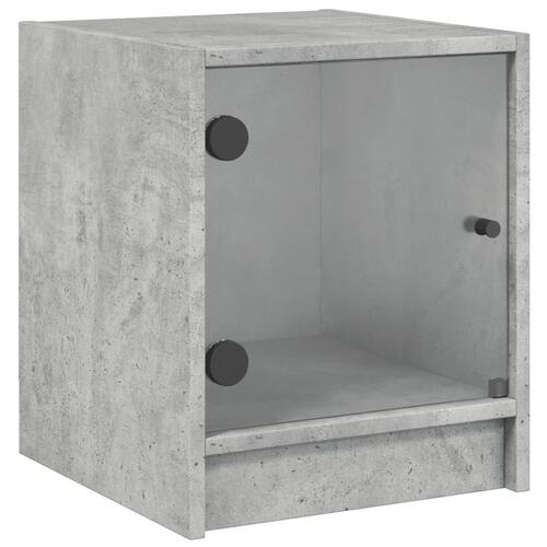 Sengeborde 2 stk. med glaslåger 35x37x42 cm betongrå
