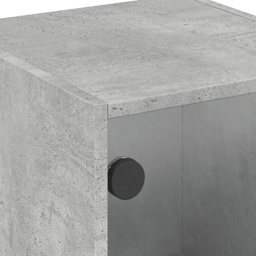 Sengeborde 2 stk. med glaslåger 35x37x42 cm betongrå