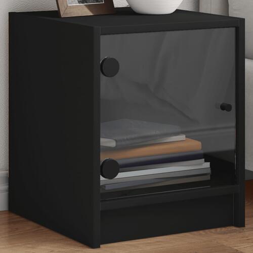 Sengeborde 2 stk. med glaslåger 35x37x42 cm sort